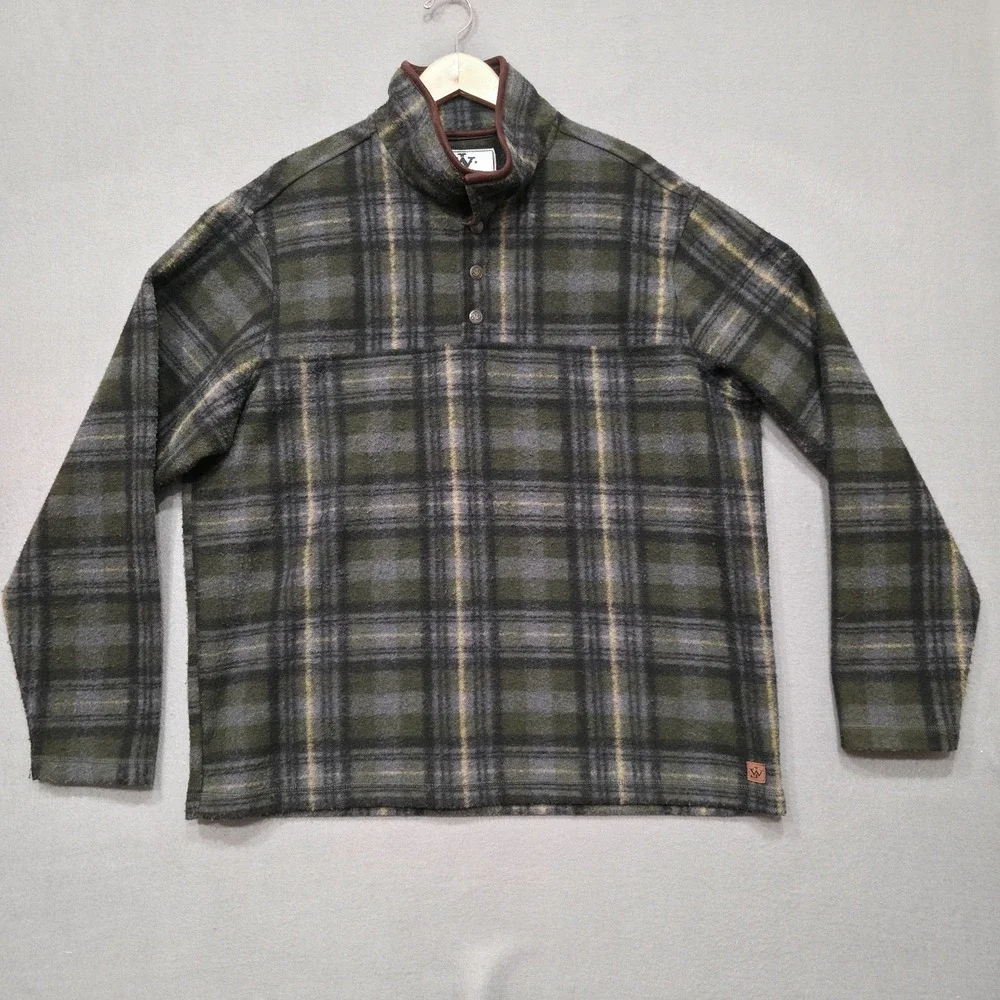 John Wayne Men's Long‎ Sleeve Pullover Quarter Metal Snap Sweater Size XL